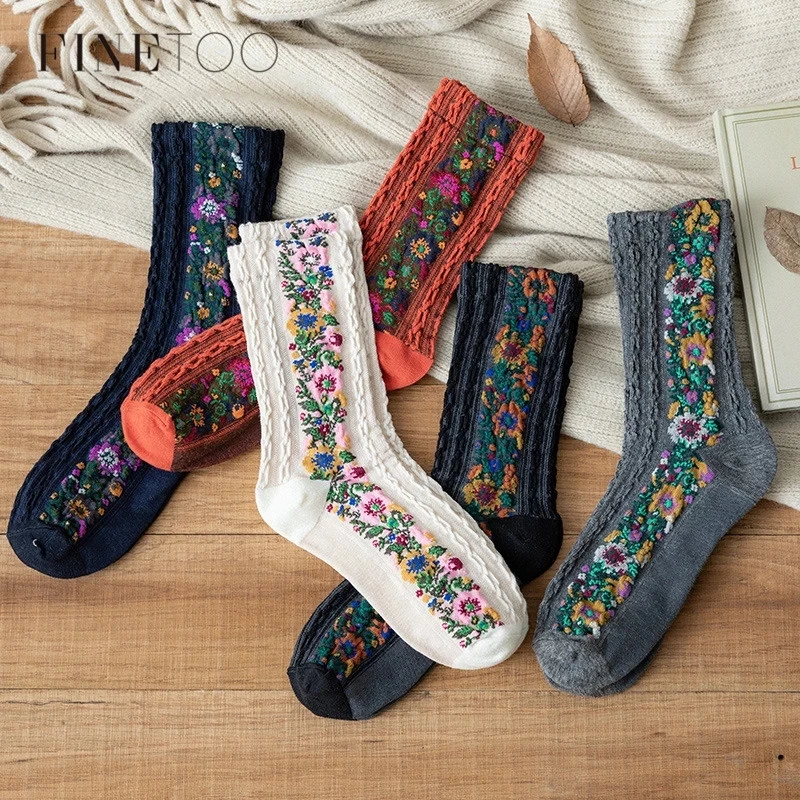 FINETOO Women Socks Cotton Classic Style Euramerican National Wild Flowers Autumn Winter Ladies Socks Warm Cute New Fashion
FINETOO Women Socks Cotton Classic Style Euramerican National Wild Flowers Autumn Winter Ladies Socks Warm Cute New Fashion