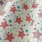 Star pattern printed 0.6mm thickness glitter pu leather shinny