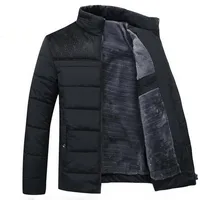

Men Winter Jacket New Plus Cashmere Male Stand Collar Business Coat Keep Warm Thick Splice Cotton clothing
