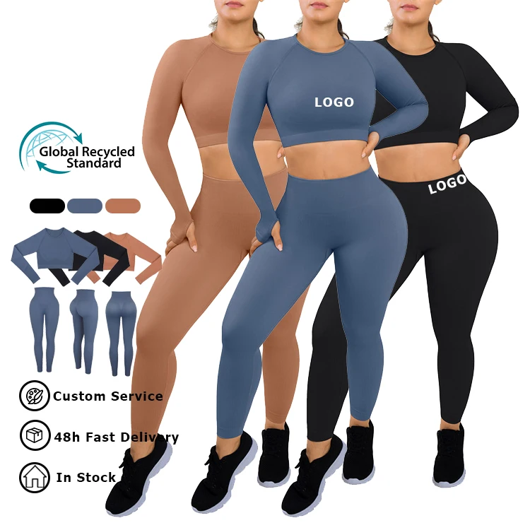 Dropship Service Two Piece Fitness Recycled Yoga Set Long Sleeve Crop Top Gym Wear Yoga Wear Sets 
Dropship Service Two Piece Fitness Recycled Yoga Set Long Sleeve Crop Top Gym Wear Yoga Wear Sets