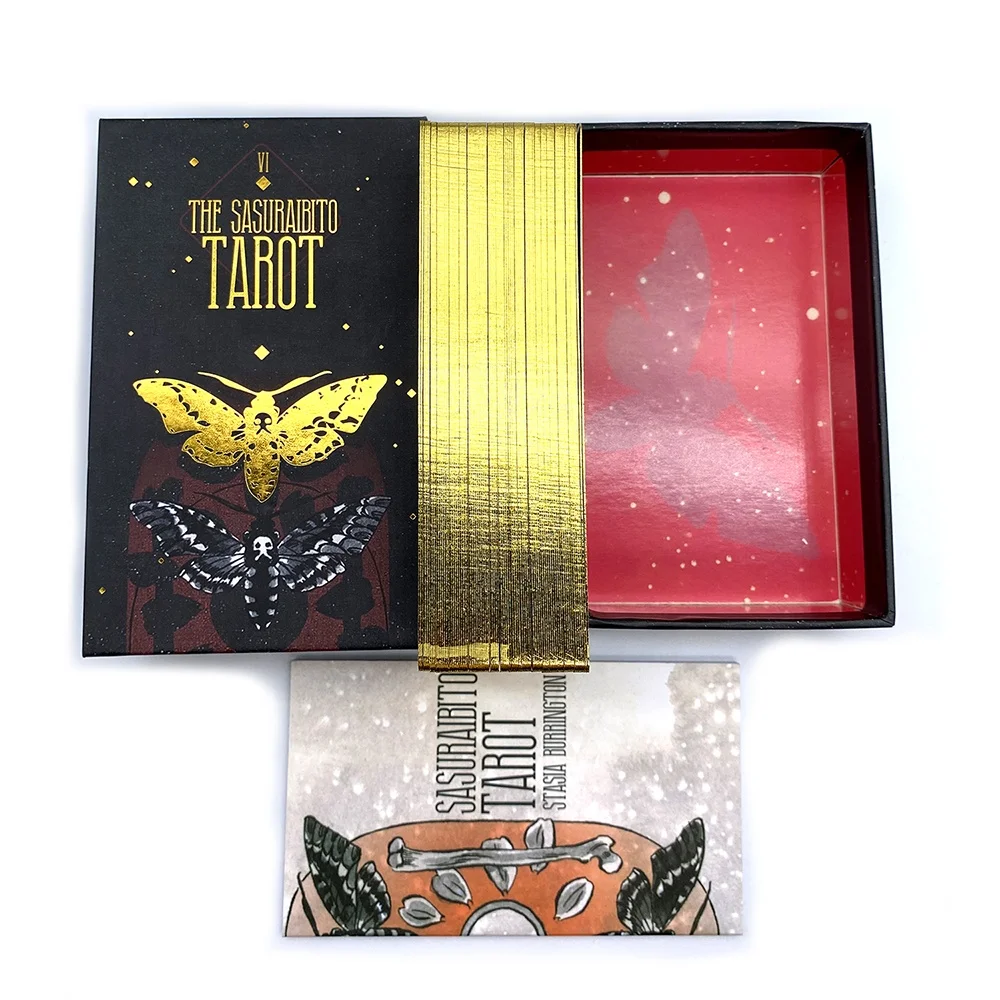 The Sasuraibito Tarot 78 Cards Featuring Lidded Box Stock Gold Edges Tarot Cards with Guidebook, Customized color
The Sasuraibito Tarot 78 Cards Featuring Lidded Box Stock Gold Edges Tarot Cards with Guidebook, Customized color