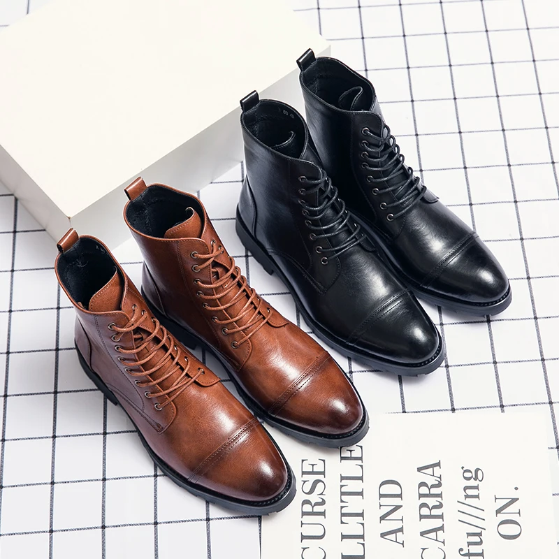 A80 2021 plus size men's lace up shoes chelsea boots