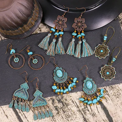 VRIUA 2020 New Fashion Bohemian Ethnic Vintage Turquoise Tassel Drop Earrings And Girls Wedding Bridal Engagement Accessories, Vintage silver
VRIUA 2020 New Fashion Bohemian Ethnic Vintage Turquoise Tassel Drop Earrings And Girls Wedding Bridal Engagement Accessories, Vintage silver