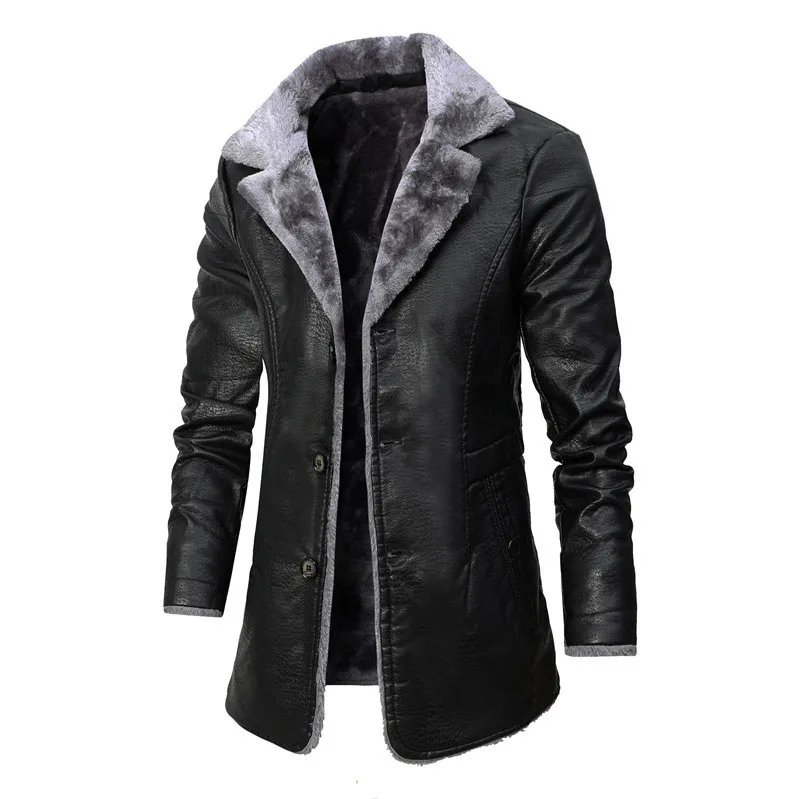 Men's mid-length leather jacket autumn and winter business plus velvet large lapel suit fur plush jacket men
Men's mid-length leather jacket autumn and winter business plus velvet large lapel suit fur plush jacket men
