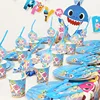 shark theme baby shower party supplies table decoration plates cups napkins banner spoons forks knives birthday party decoration