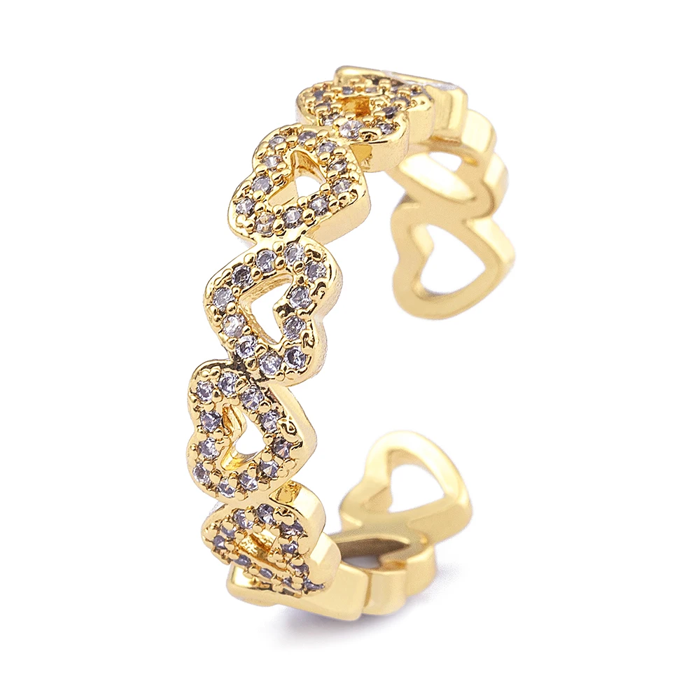 New Trendy Multi Crystal Heart Adjustable Opening Rings Jewelry Gold Plated Cubic Zirconia Charm Rings for Women Wholesale
New Trendy Multi Crystal Heart Adjustable Opening Rings Jewelry Gold Plated Cubic Zirconia Charm Rings for Women Wholesale