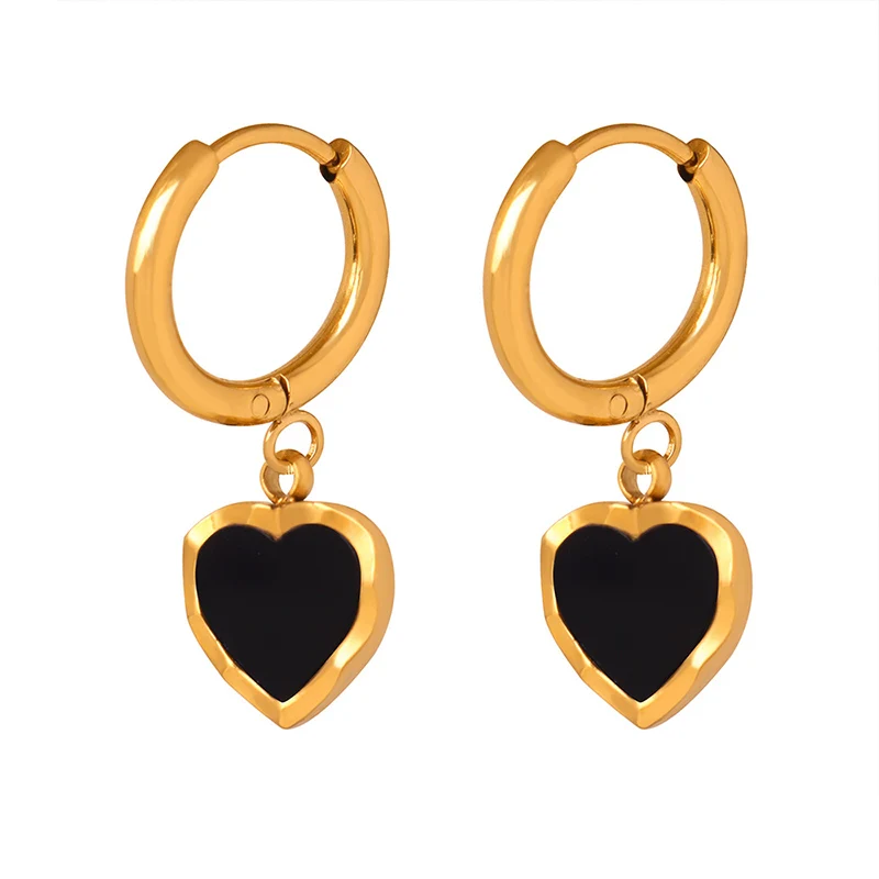 Fashion Jewelry 18k Gold Plated Stainless Steel Black Hearts Earrings Hoop Earrings 2023
Fashion Jewelry 18k Gold Plated Stainless Steel Black Hearts Earrings Hoop Earrings 2023