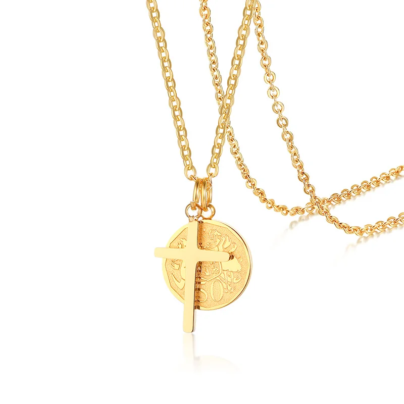 18k Gold Plated Stainless Steel Cross And Elizabeth Head Coin Accessaries Women Necklace, Picture
18k Gold Plated Stainless Steel Cross And Elizabeth Head Coin Accessaries Women Necklace, Picture
