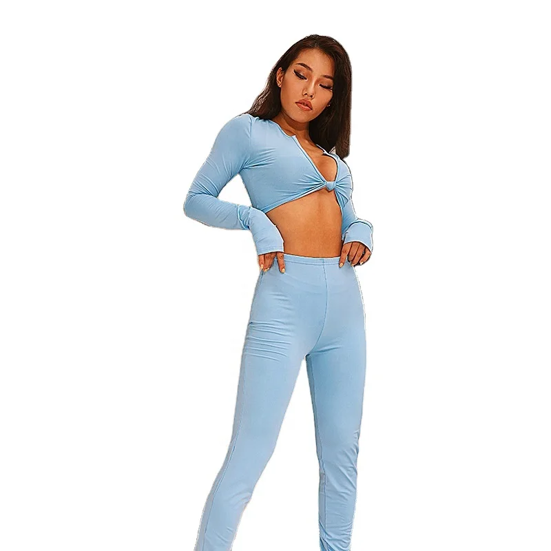 Solid color V-neck long-sleeved tights with lace-up design slim trousers clothing sets woman two piece best selling product, Show
Solid color V-neck long-sleeved tights with lace-up design slim trousers clothing sets woman two piece best selling product, Show