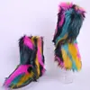 2019 Hot Sale Wholesale Fashion Europe US Colorful Fur Boots High Winter Warm Faux Fox Fur Boots For Women Ladies Indoor Outdoor