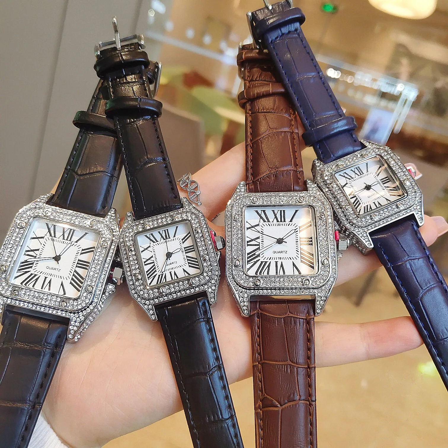 Top Unique Dial Fashion Lover Quartz Watches Crystal Diamond Gold Wristwatches Custom Design Waterproof Couple Watch Gift, As shown in the figure
Top Unique Dial Fashion Lover Quartz Watches Crystal Diamond Gold Wristwatches Custom Design Waterproof Couple Watch Gift, As shown in the figure