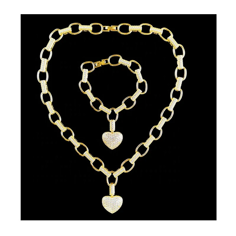2021 18k gold plated jewelry diamond stone women Heart pendant necklace earrings hot sale design jewelry sets for women, Genuine gold plating
2021 18k gold plated jewelry diamond stone women Heart pendant necklace earrings hot sale design jewelry sets for women, Genuine gold plating