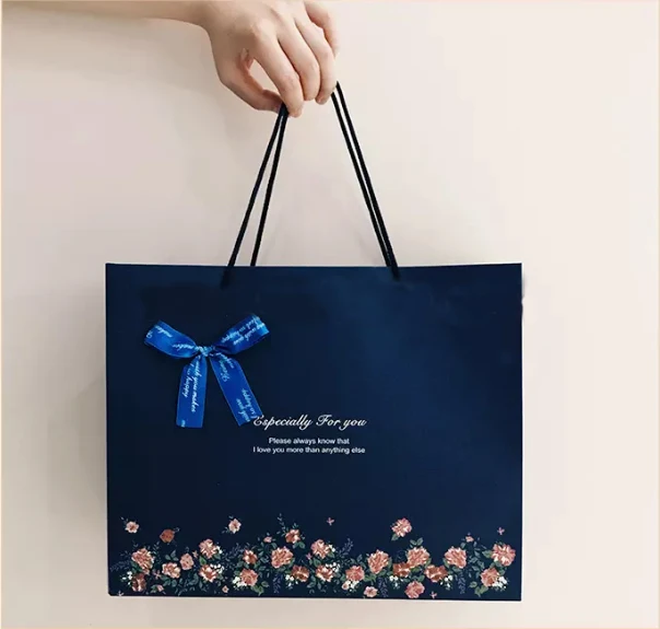 flower gift paper bag high quality beautiful butterfly style