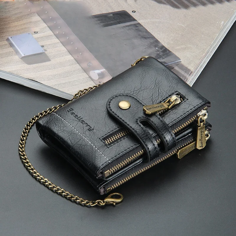 Color Pu Leather Trifold Multiple Mezzanine Men Coin Purse Small Mini Card Holder Male Wallet Pocket with Lock Waist Belt Chain, 4 colors
Color Pu Leather Trifold Multiple Mezzanine Men Coin Purse Small Mini Card Holder Male Wallet Pocket with Lock Waist Belt Chain, 4 colors