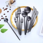 Portugal black fork tea and coffee spoons stainless steel luxury cutlery set