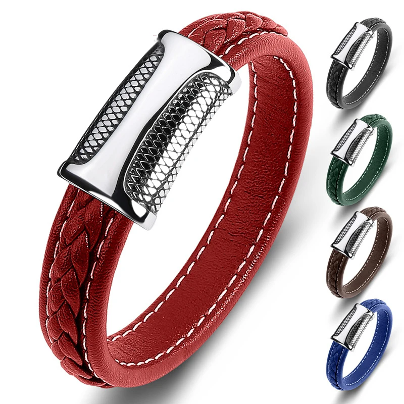 Classic Titanium Steel Magnetic Clasp Men Bangle Bracelet Leather Braided Bracelet for Men and Women Jewelry Gift (KB8488), As picture
Classic Titanium Steel Magnetic Clasp Men Bangle Bracelet Leather Braided Bracelet for Men and Women Jewelry Gift (KB8488), As picture