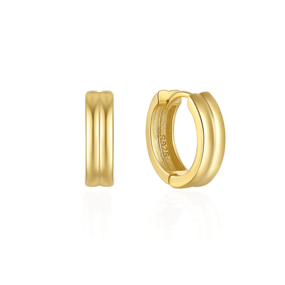925 Sterling Silver Smooth Basic Double-layer 18K PVD Gold Plated Simple Huggie Earrings Jewelry Wholesale
925 Sterling Silver Smooth Basic Double-layer 18K PVD Gold Plated Simple Huggie Earrings Jewelry Wholesale
