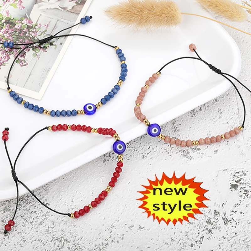 High Quality Handmade Jewelry Braided Rope Chain Colorful Crystal Beads Bracelets For Women Evil Blue Eye Friendship Bracelets
High Quality Handmade Jewelry Braided Rope Chain Colorful Crystal Beads Bracelets For Women Evil Blue Eye Friendship Bracelets