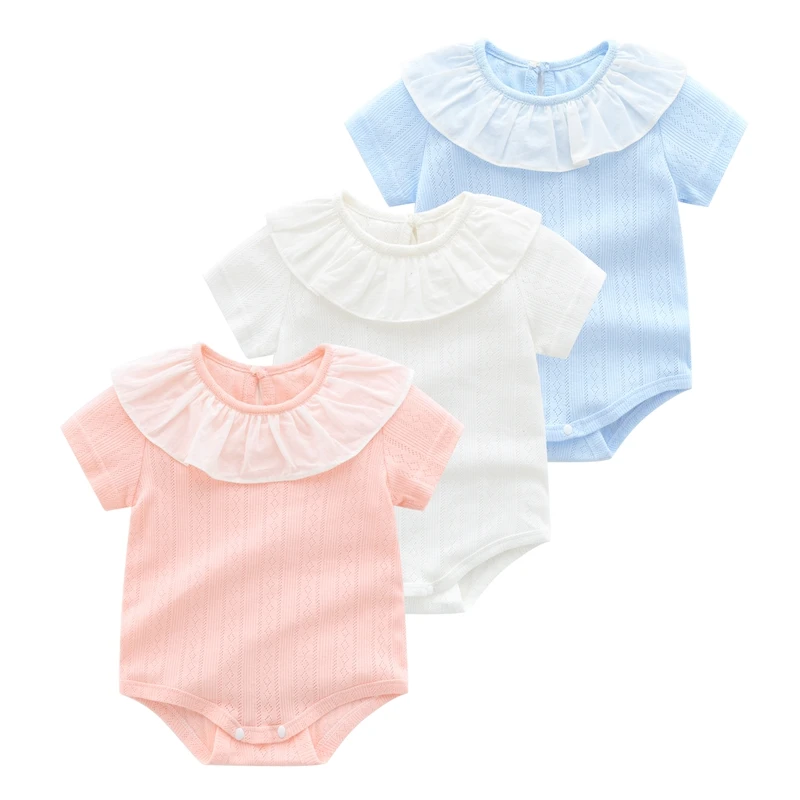 Wholesale baby clothes cotton ruffled collar jumpsuit short sleeve newborn baby girls' rompers for summer, 3 colors option
Wholesale baby clothes cotton ruffled collar jumpsuit short sleeve newborn baby girls' rompers for summer, 3 colors option