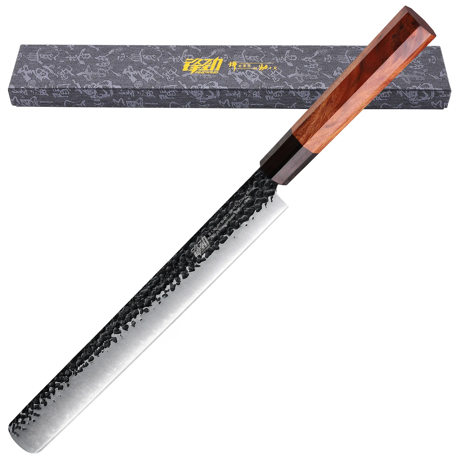 FINDKING 12 inch Slicing Carving Knife Dynasty Series-3 Layer 9CR18MOV Clad Steel w/Octagon Handle Brisket Knife Ham Knives, Black , customizable
FINDKING 12 inch Slicing Carving Knife Dynasty Series-3 Layer 9CR18MOV Clad Steel w/Octagon Handle Brisket Knife Ham Knives, Black , customizable