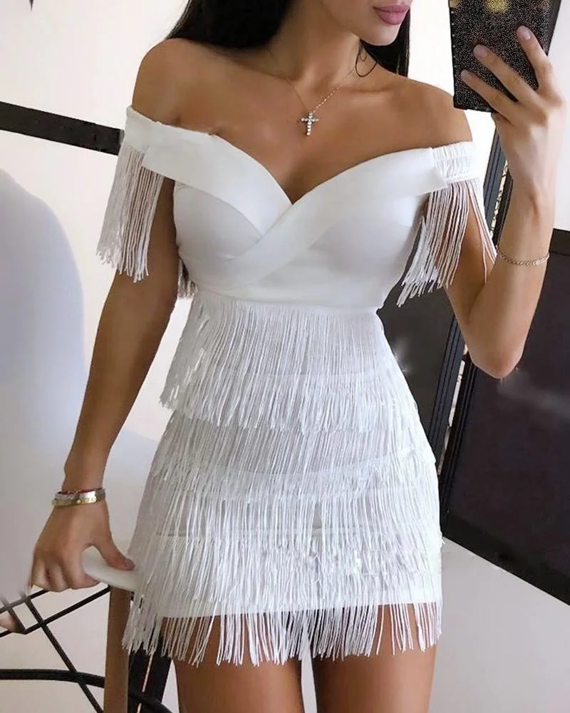 A0241 Beauty Party Wear Women Sleeveless Bodycon Dress Summer Fringe Tassel White Dresses
A0241 Beauty Party Wear Women Sleeveless Bodycon Dress Summer Fringe Tassel White Dresses