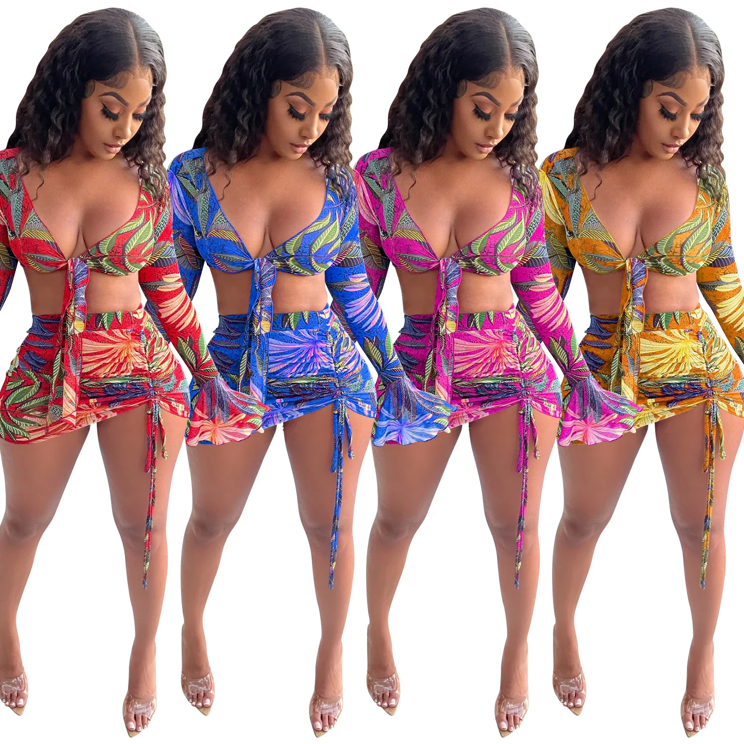 C5146 Hot selling sexy drawstring skirt two piece set fashion mesh outfits for women long sleeve tops 2 piece set women
C5146 Hot selling sexy drawstring skirt two piece set fashion mesh outfits for women long sleeve tops 2 piece set women