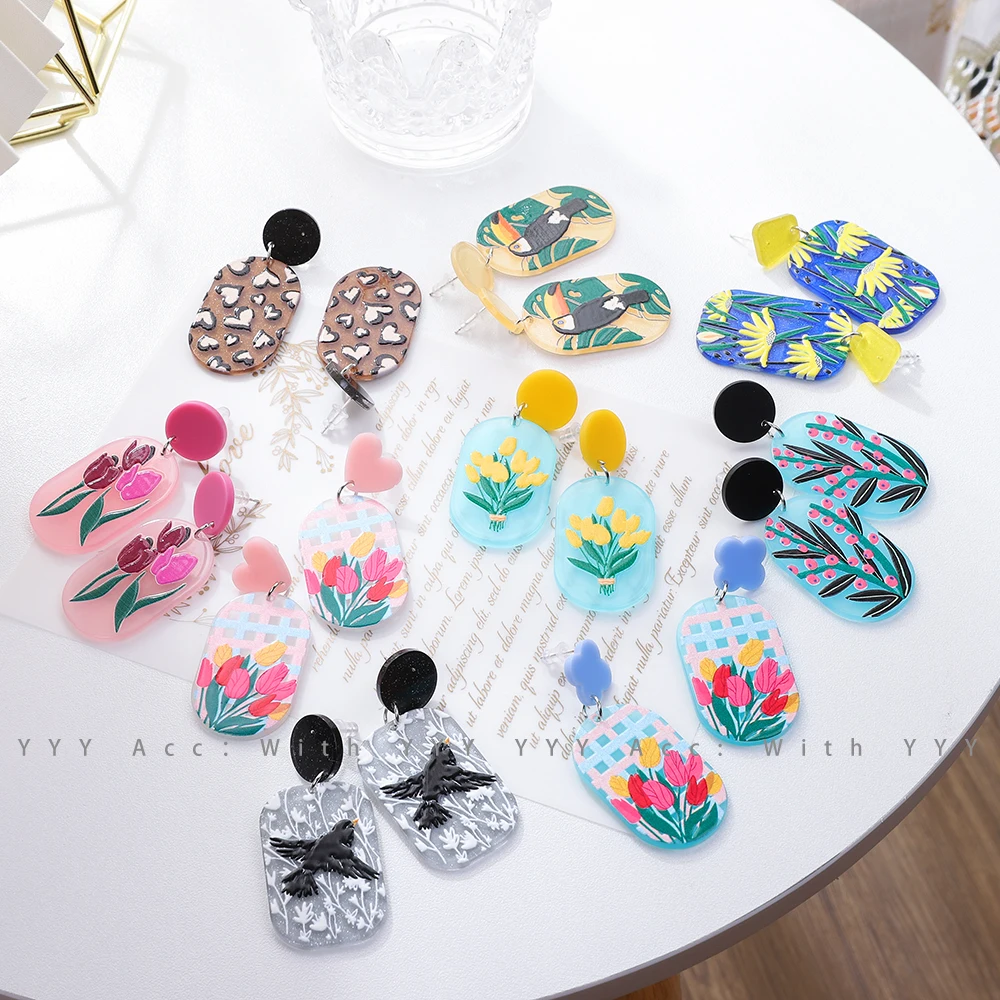 ZY1307 Hot Cartoon Animal Painted Blue Parrot Flower Leopard Printing Acrylic Earring Jewelry
ZY1307 Hot Cartoon Animal Painted Blue Parrot Flower Leopard Printing Acrylic Earring Jewelry