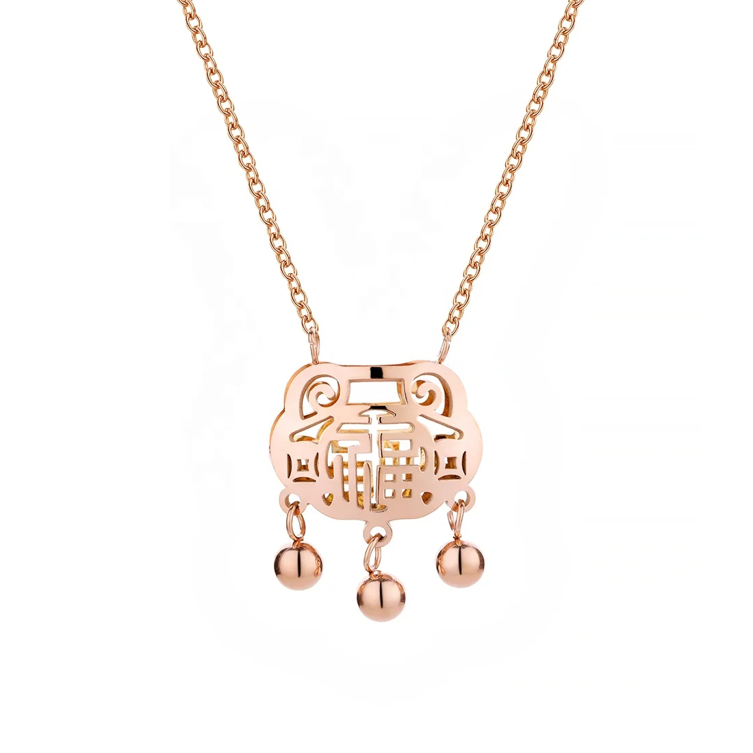 QIANZUYIN Wholesale New Jewelry Women's Ruyi Long Life Lock Rose Gold Necklace Small Bell Lock Necklace Stainless Steel
QIANZUYIN Wholesale New Jewelry Women's Ruyi Long Life Lock Rose Gold Necklace Small Bell Lock Necklace Stainless Steel