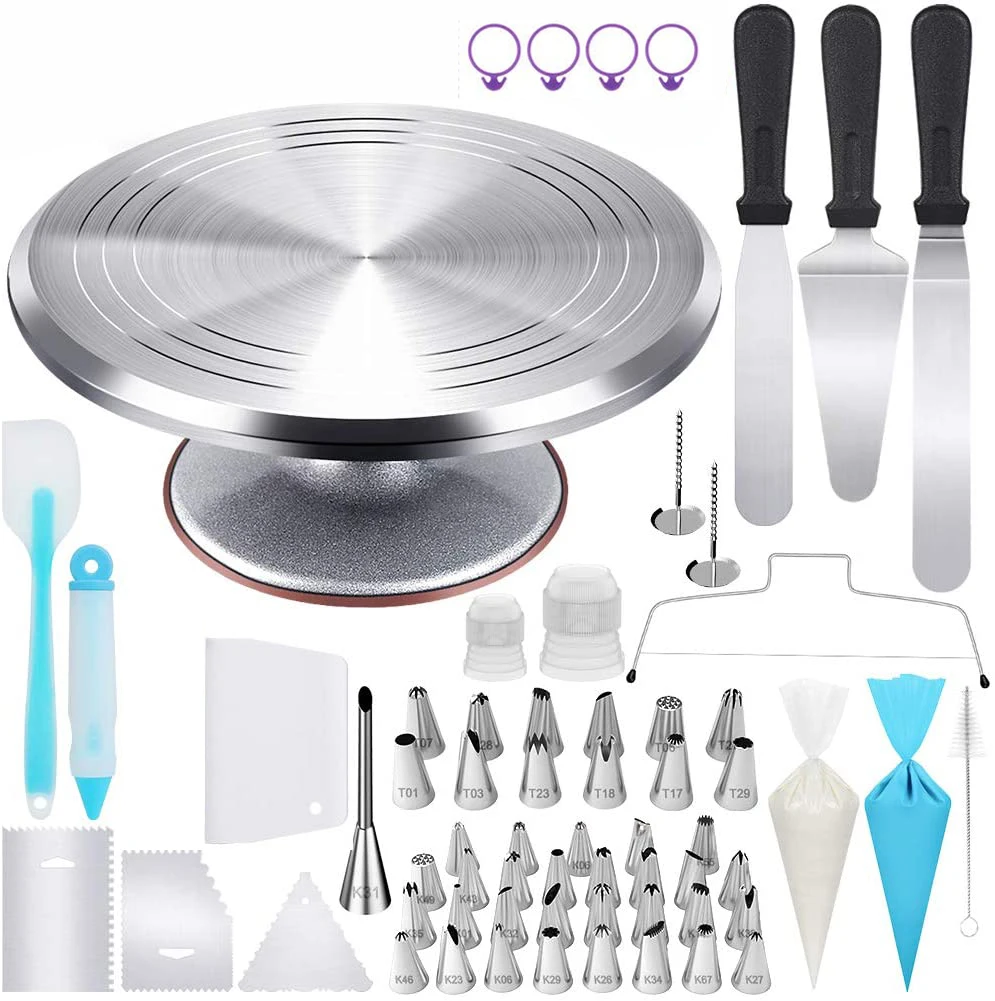 Wholesale Supply Home Party Rotating Silver Round Aluminum Alloy Metal Cake Tool Set for Making birthday cake, Siver
Wholesale Supply Home Party Rotating Silver Round Aluminum Alloy Metal Cake Tool Set for Making birthday cake, Siver