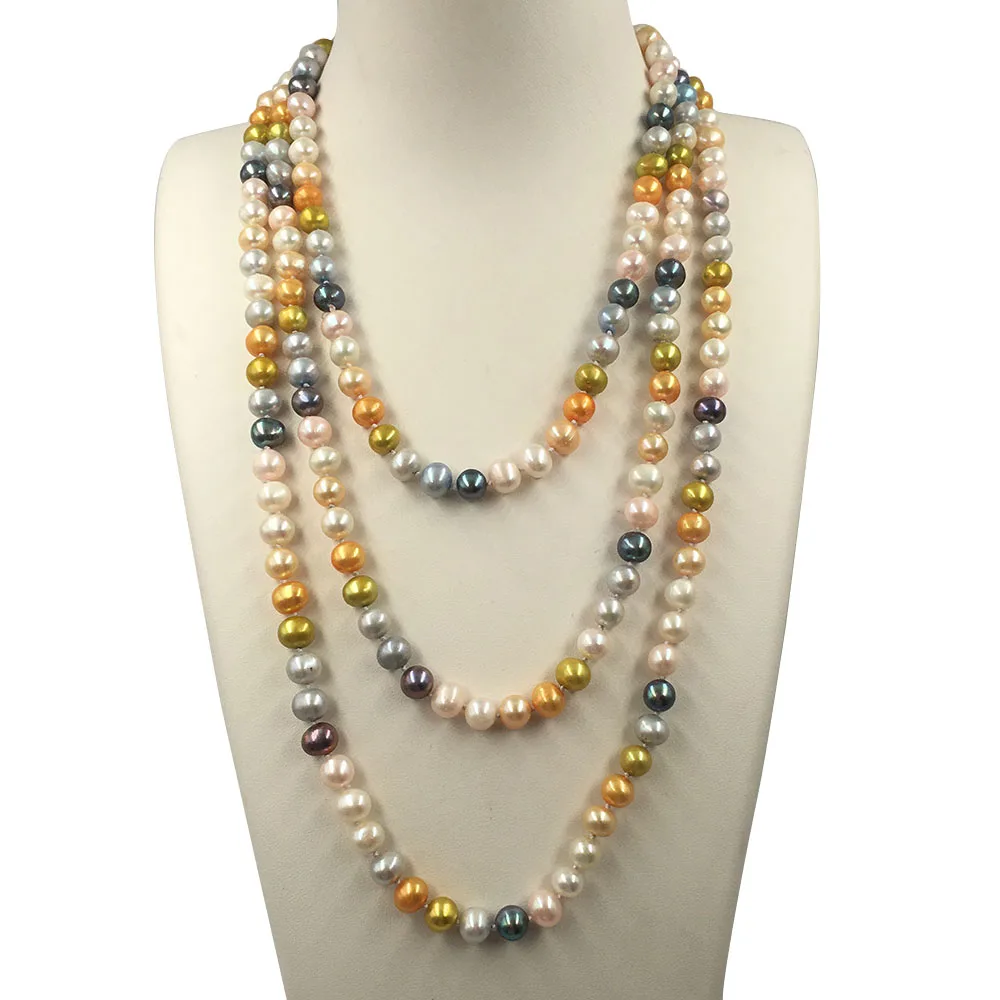 160 CM LONG PEARL NECKLACE 100% NATURAL FRESHWATER PEARL 7-8 mm near round pearl shape,knotted beads
160 CM LONG PEARL NECKLACE 100% NATURAL FRESHWATER PEARL 7-8 mm near round pearl shape,knotted beads