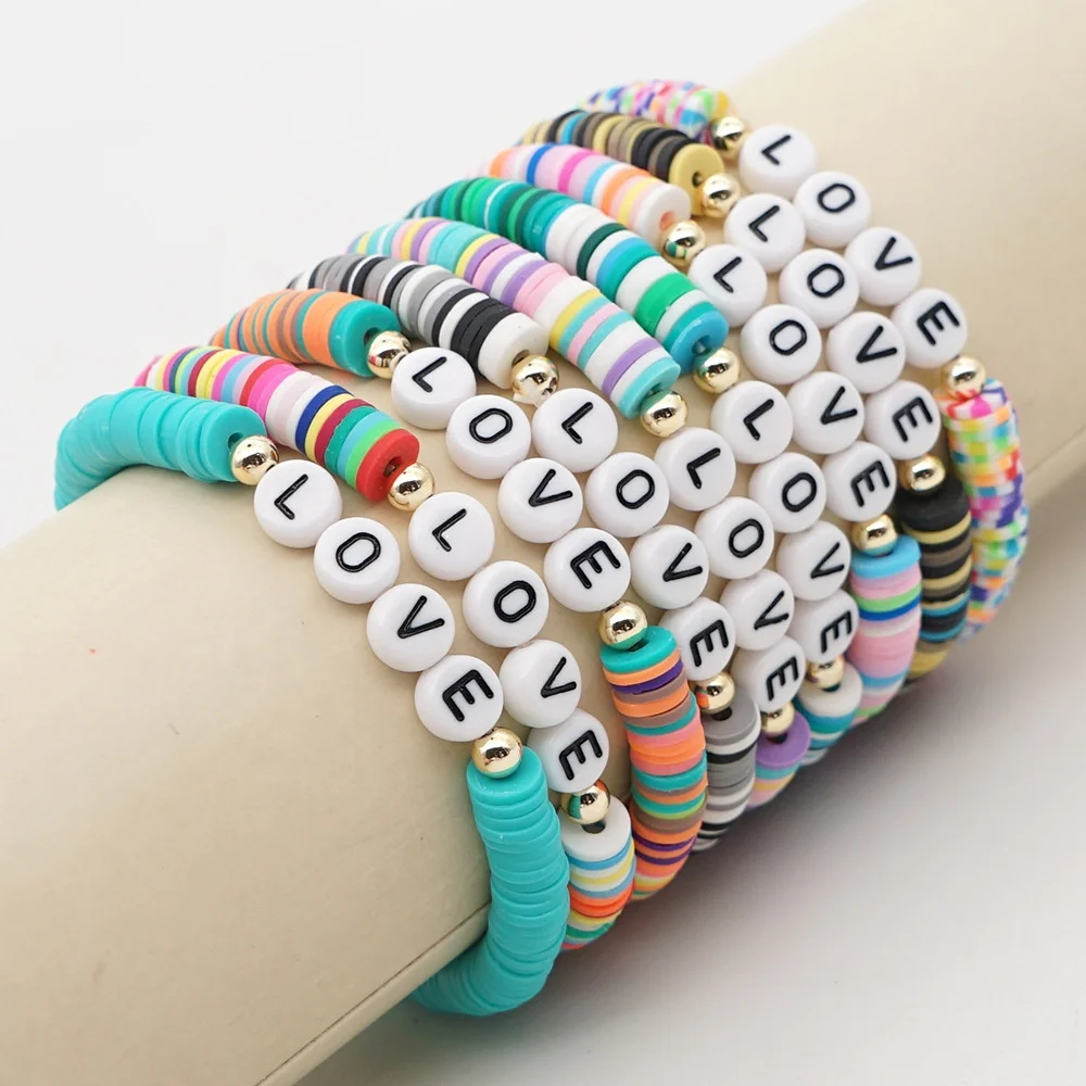 Female Bohemia Jewelry Women Boho Initial Letter Bracelet Handmade Rainbow Bracelet Polymer Clay Bracelets
Female Bohemia Jewelry Women Boho Initial Letter Bracelet Handmade Rainbow Bracelet Polymer Clay Bracelets