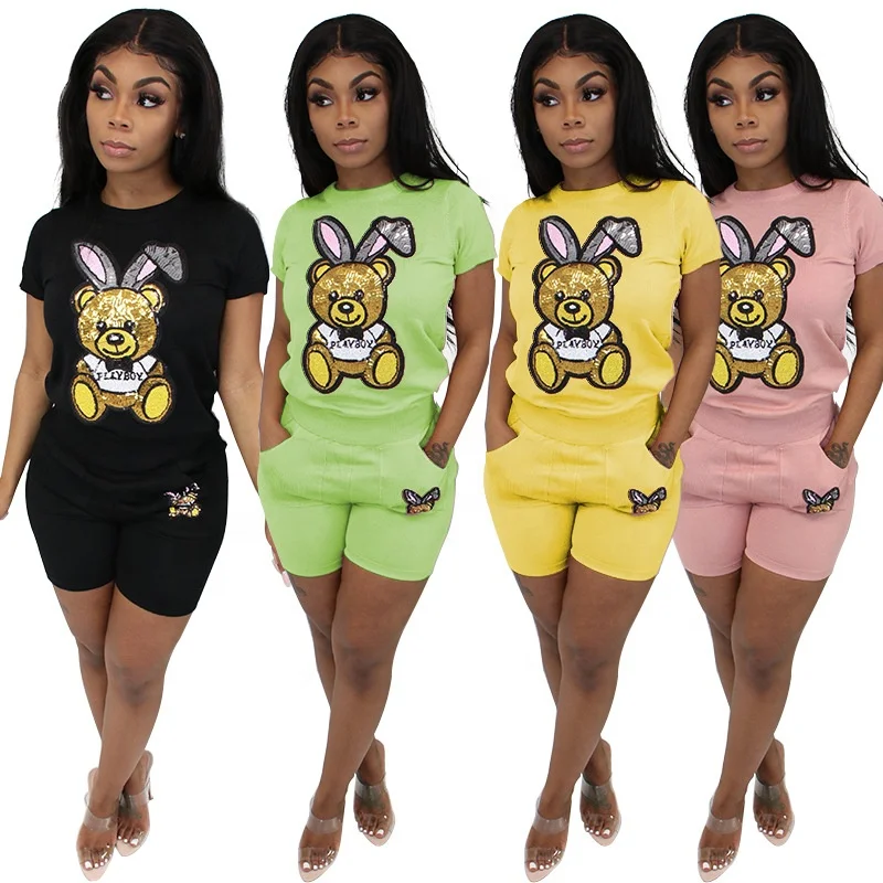 Fashion Clothing Sequins Shirt And Shorts Casual Wear
