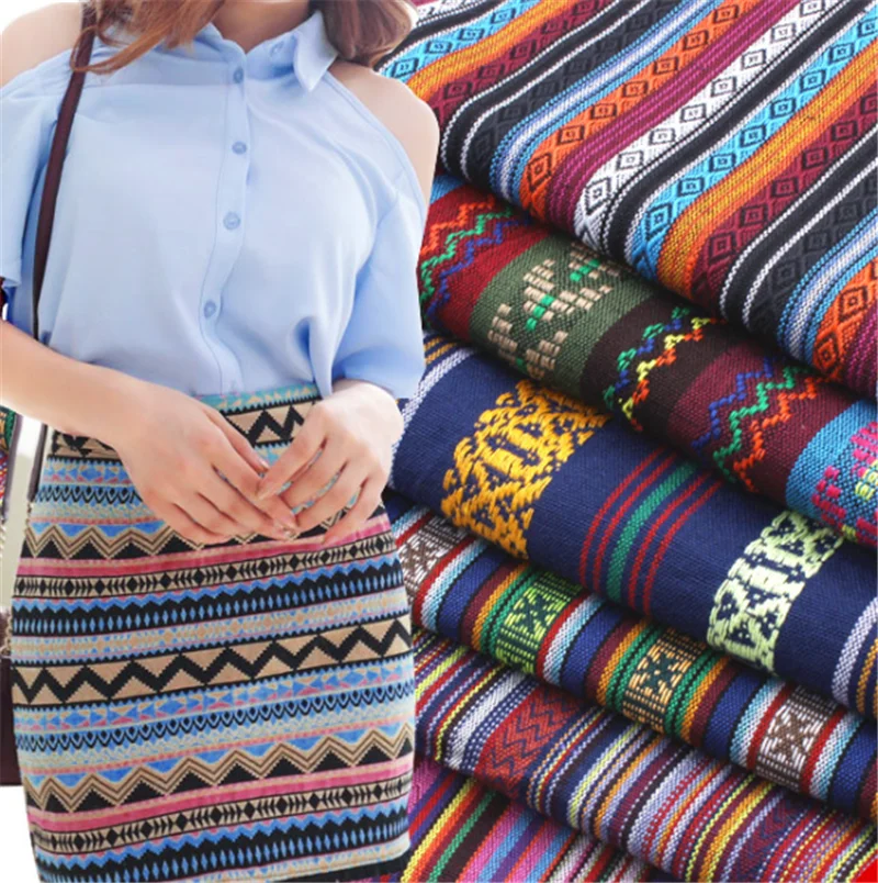 

Jacquard Fabric for Women's Skirt Stripe Pattern Cotton Blended Floral Jacquard Fabric