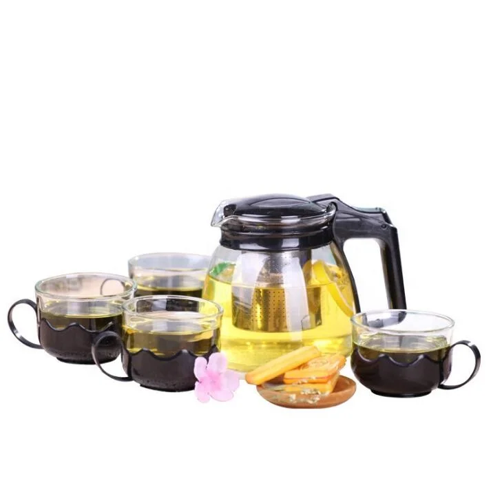 5 piece teapot set / household clear glass flower teapot / creative high temperature filter teapot set with cup
5 piece teapot set / household clear glass flower teapot / creative high temperature filter teapot set with cup