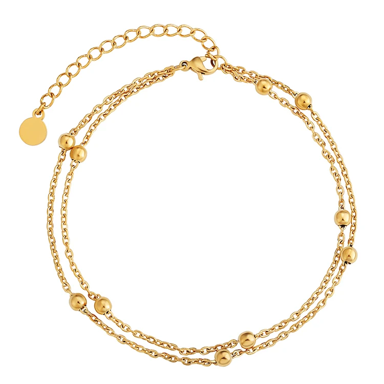 Wholesale Foot Jewelry No Tarnish Stainless Steel Gold Ball Chain Extension Beach Ankle Bracelet Women Double Layer Anklet
Wholesale Foot Jewelry No Tarnish Stainless Steel Gold Ball Chain Extension Beach Ankle Bracelet Women Double Layer Anklet