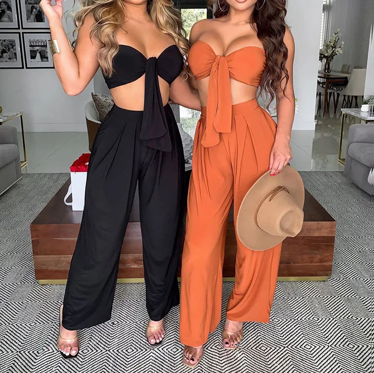 New High Waist Strapless Sexy Wide Leg Pants Women Clothing Womens Spring 2021 Two Piece Pants Set Summer Wear, Shown
New High Waist Strapless Sexy Wide Leg Pants Women Clothing Womens Spring 2021 Two Piece Pants Set Summer Wear, Shown