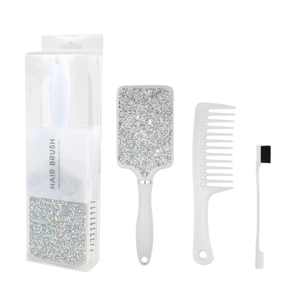 Marvili 3pcs Amazing Diamond Detangling Hair Brush Set Bling Bling Air Cushion Massage Comb With Wide Tooth Comb Edge Brushes, White/black
Marvili 3pcs Amazing Diamond Detangling Hair Brush Set Bling Bling Air Cushion Massage Comb With Wide Tooth Comb Edge Brushes, White/black