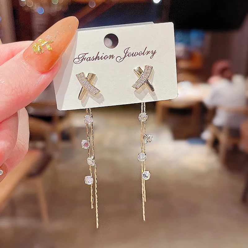 Creative Letter X Shape Long Tassel Earrings For Women Korean Style Rhinestone Dangle Earrings Fashion Wedding Jewelry Gifts
Creative Letter X Shape Long Tassel Earrings For Women Korean Style Rhinestone Dangle Earrings Fashion Wedding Jewelry Gifts