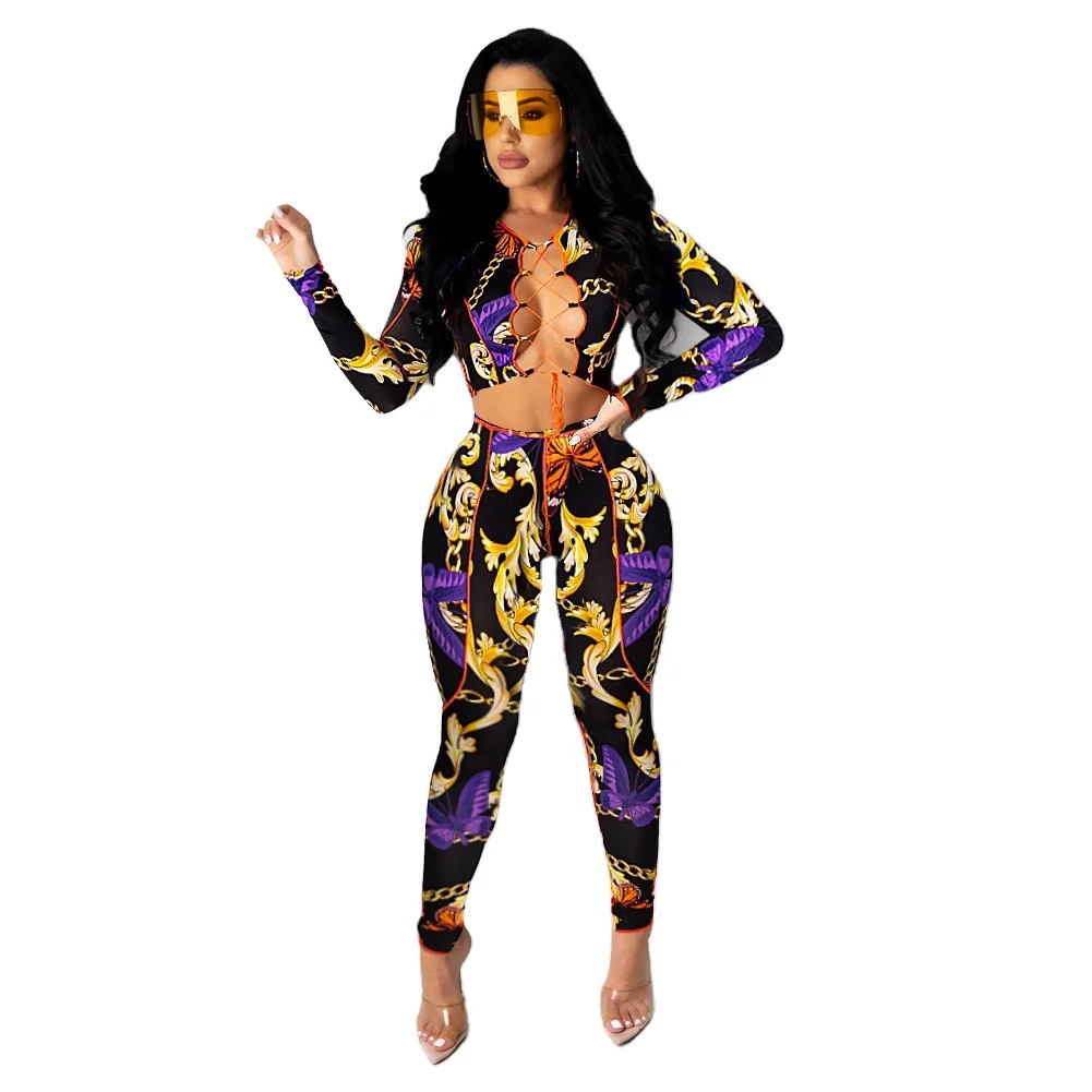 2021 New arrivals fashion women clothes women sexy o neck long sleeve hollow out top and pants casual two piece set
2021 New arrivals fashion women clothes women sexy o neck long sleeve hollow out top and pants casual two piece set