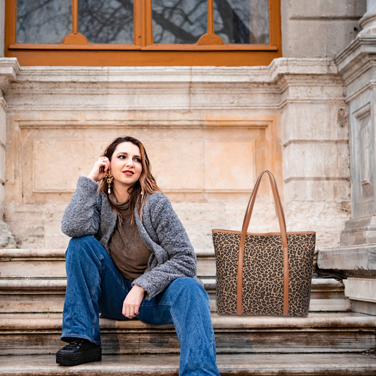 Women Fashion Skinny Leopard Large Tote Bag Top Handle Satchel Bag New Canvas Tote With Zipper Closure DOM113-405
Women Fashion Skinny Leopard Large Tote Bag Top Handle Satchel Bag New Canvas Tote With Zipper Closure DOM113-405