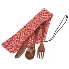 Reusable Elegant Retro Wooden Bamboo Cutlery Flatware With Bags/Dinnerware Spoon Fork Chopsticks Portable Dinnerware Set