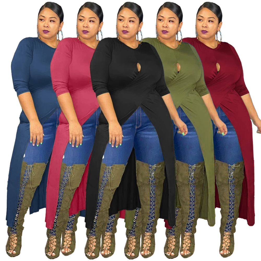 Sexy crew neck ladies' blouses half sleeve cut out split casual asymmetrical casual women plus size dresses, Shown
Sexy crew neck ladies' blouses half sleeve cut out split casual asymmetrical casual women plus size dresses, Shown