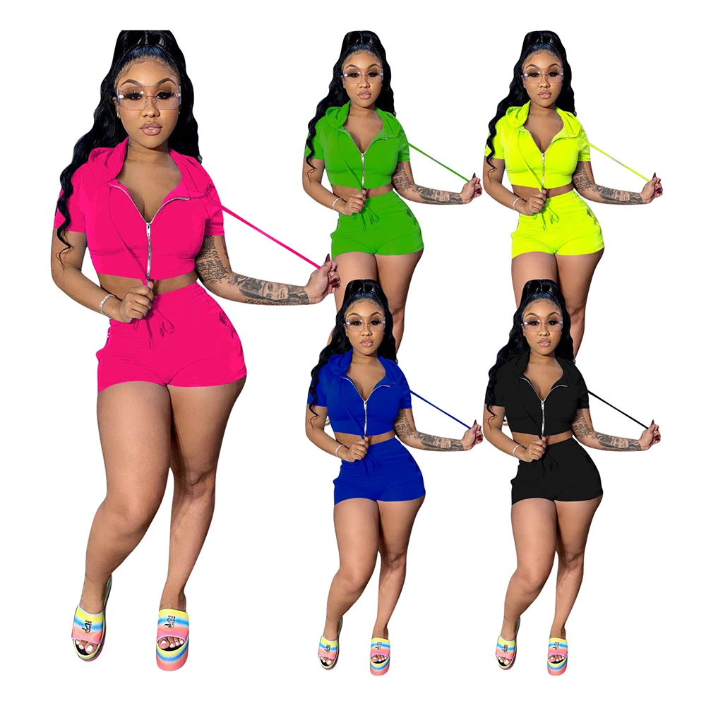 Foma YD8237 New Fashion women clothing solid color sports casual with hoodie and zipper 2 two piece set shorts, 5 colors
Foma YD8237 New Fashion women clothing solid color sports casual with hoodie and zipper 2 two piece set shorts, 5 colors