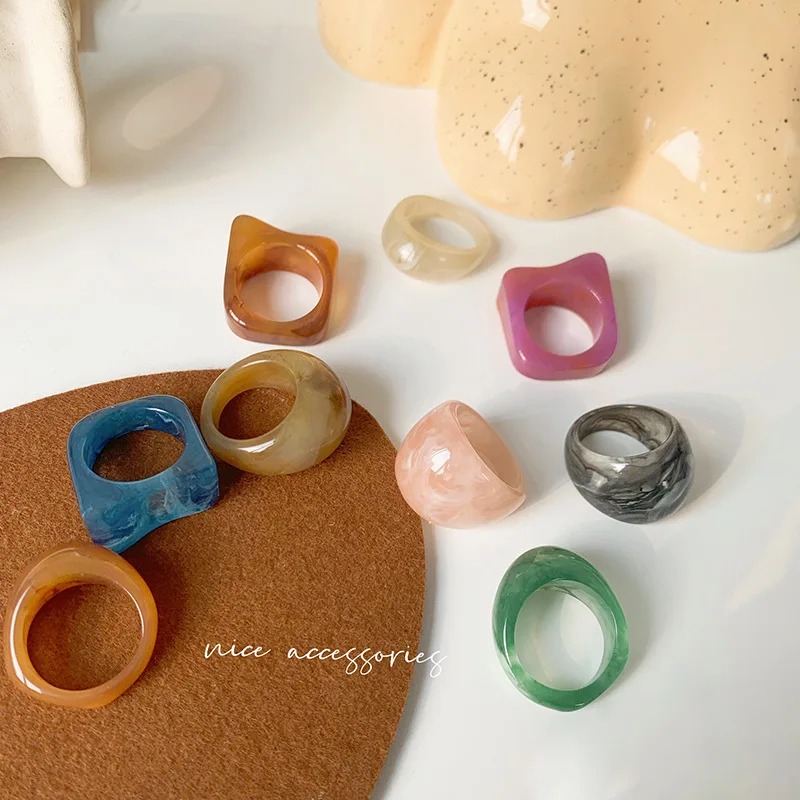 New Colorful Transparent Acrylic Irregular Marble Pattern Ring Resin Tortoise Rings for Women Girls Jewelry, As pic shown
New Colorful Transparent Acrylic Irregular Marble Pattern Ring Resin Tortoise Rings for Women Girls Jewelry, As pic shown