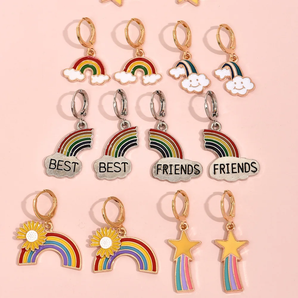 Hot Sale New Arrival Gold Plated Oil Drip Rainbow Cloud Earrings Gold Color Dripping oil Rainbow Star Circle Earrings For Women
Hot Sale New Arrival Gold Plated Oil Drip Rainbow Cloud Earrings Gold Color Dripping oil Rainbow Star Circle Earrings For Women