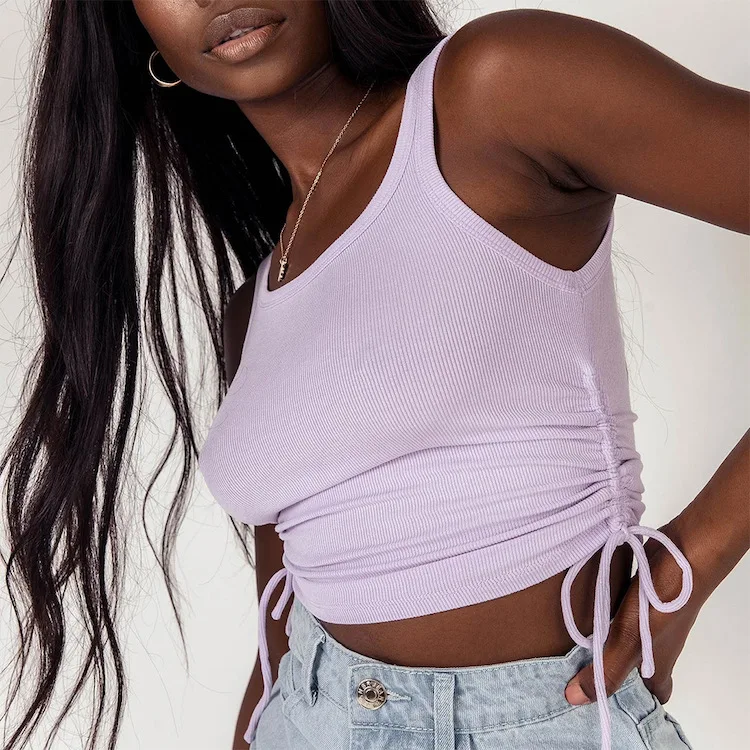 Summer Sexy Casual Women Girl Tank Tops Solid Color Side Drawstrings Basic Ribbed Crop Tank Tops
Summer Sexy Casual Women Girl Tank Tops Solid Color Side Drawstrings Basic Ribbed Crop Tank Tops