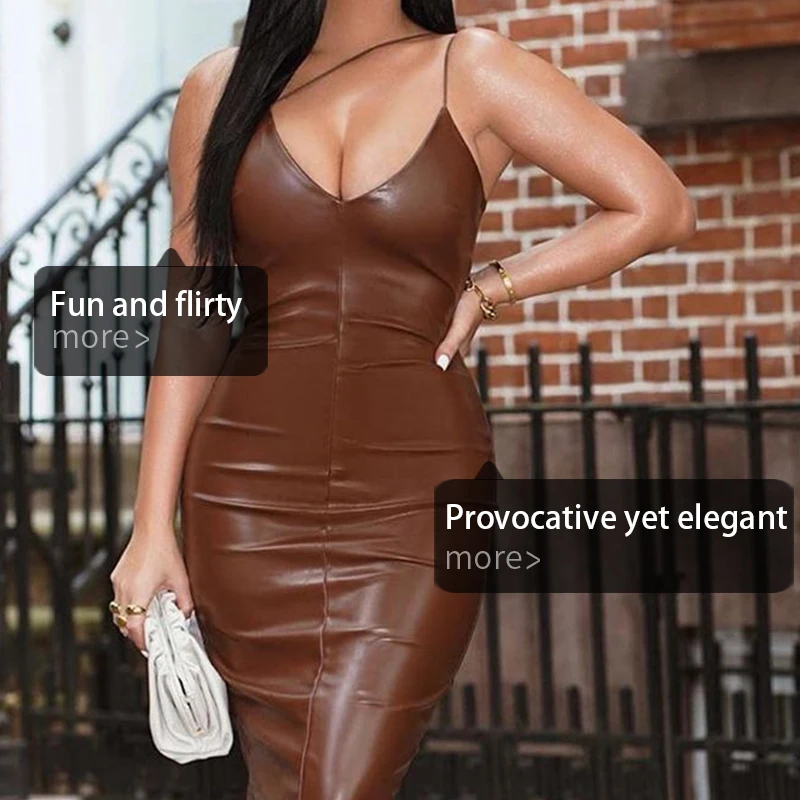 Sexy V-neck backpack with hip slit sling leather skirt mid-length skirt backless dress, Customized color
Sexy V-neck backpack with hip slit sling leather skirt mid-length skirt backless dress, Customized color