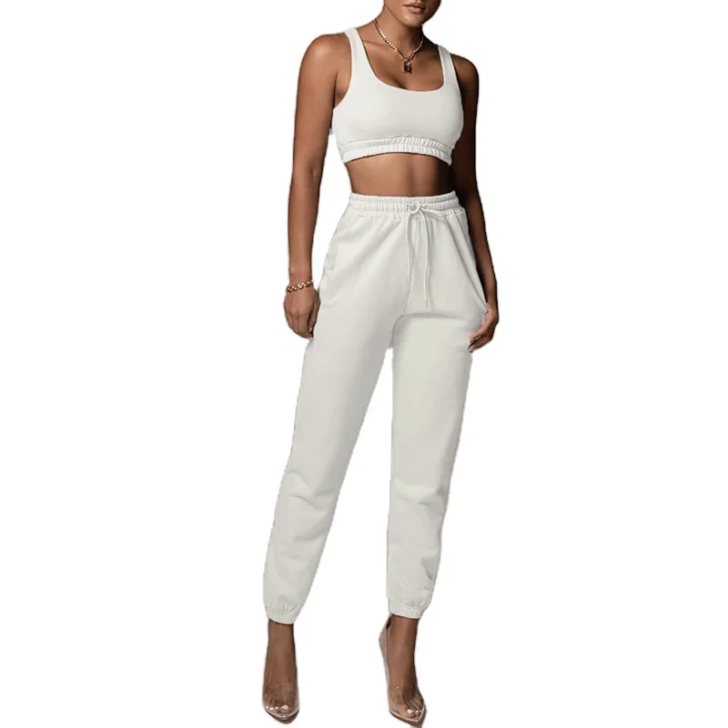 Spring and summer 2021 Amazon's popular open navel vest with lace up pants women's two piece set
Spring and summer 2021 Amazon's popular open navel vest with lace up pants women's two piece set