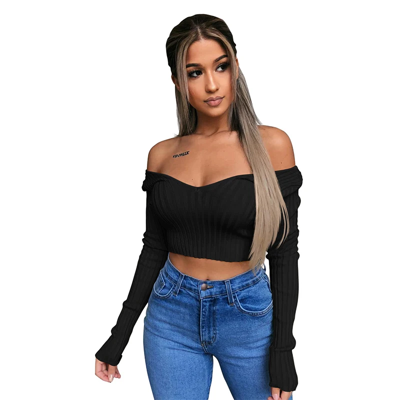 Wholesale ladies fashion women clothing long sleeve off the shoulder solid color sexy crop tops, Black,red,white
Wholesale ladies fashion women clothing long sleeve off the shoulder solid color sexy crop tops, Black,red,white