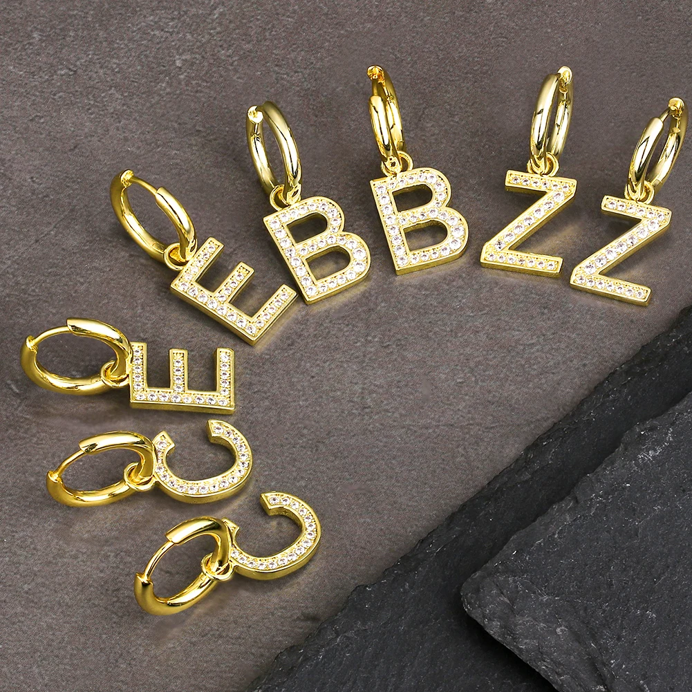 KRKC Fashion CZ Iced Out Diamond 18k Gold Double Letter Hoop Drop Earrings Pendant Dangle Jewelry Initial Earring Letter Earring
KRKC Fashion CZ Iced Out Diamond 18k Gold Double Letter Hoop Drop Earrings Pendant Dangle Jewelry Initial Earring Letter Earring
